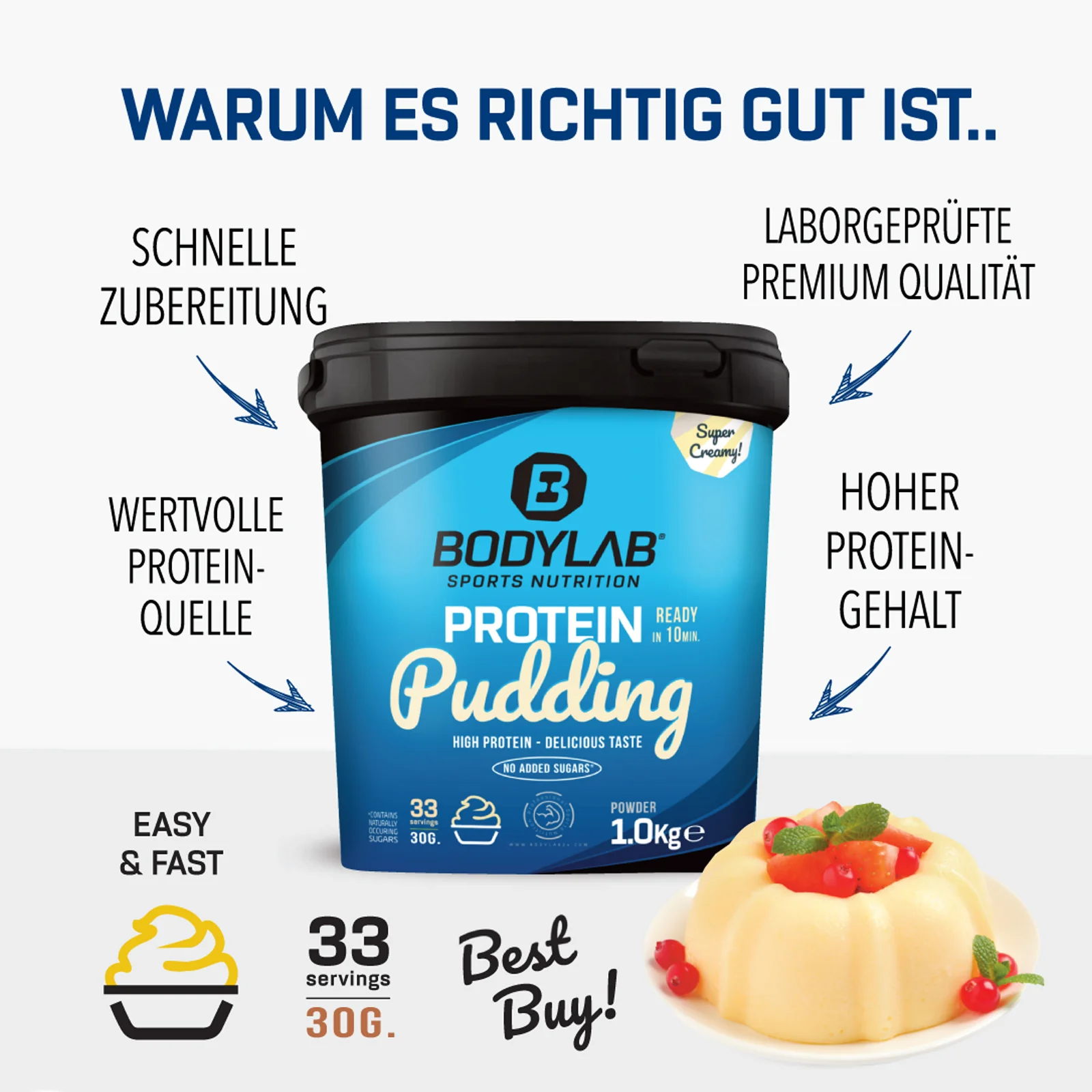 3 x Protein Pudding (1000g) - Image 3