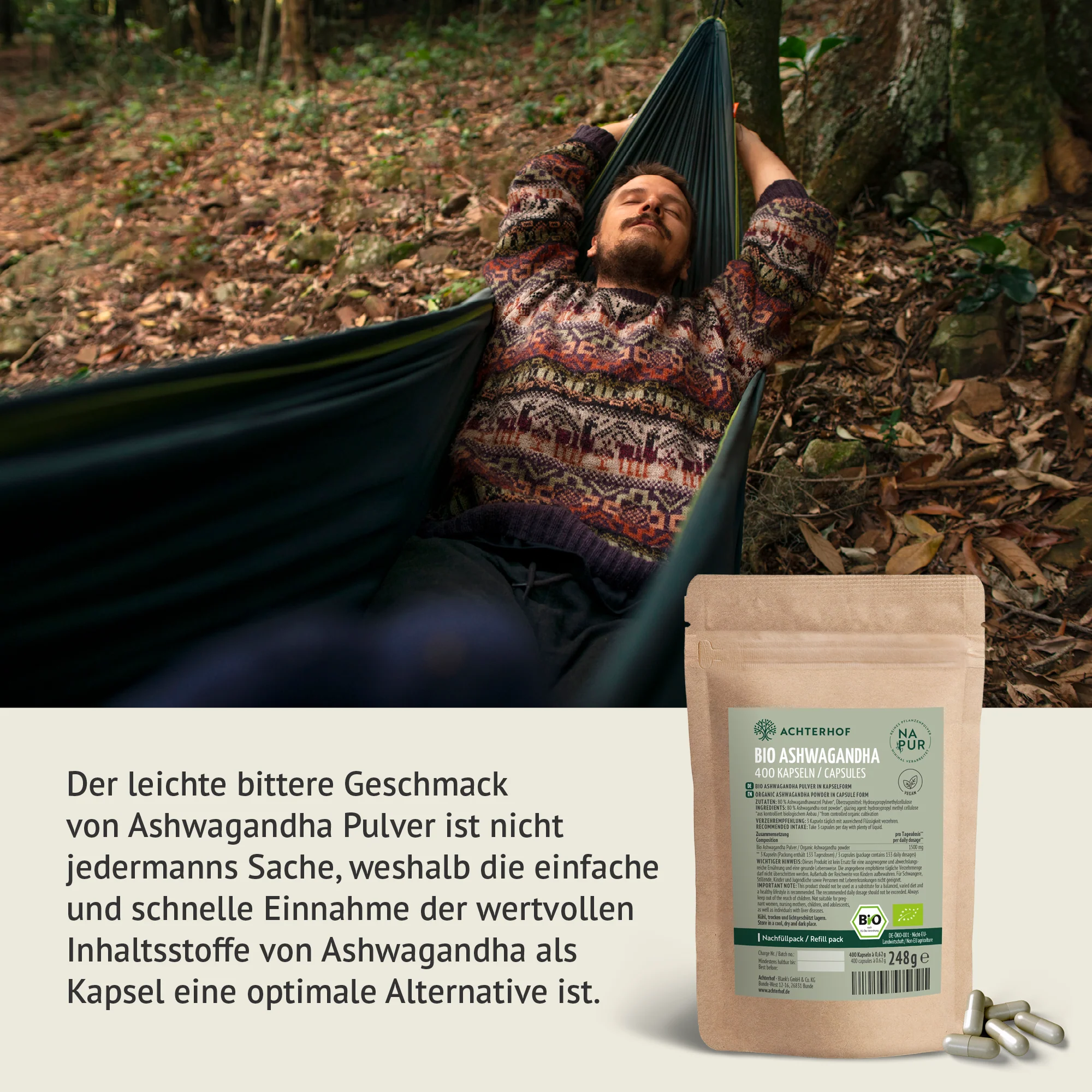 Ashwagandha Kapseln Bio Nachfüllpack (400 Kapseln) - Image 4