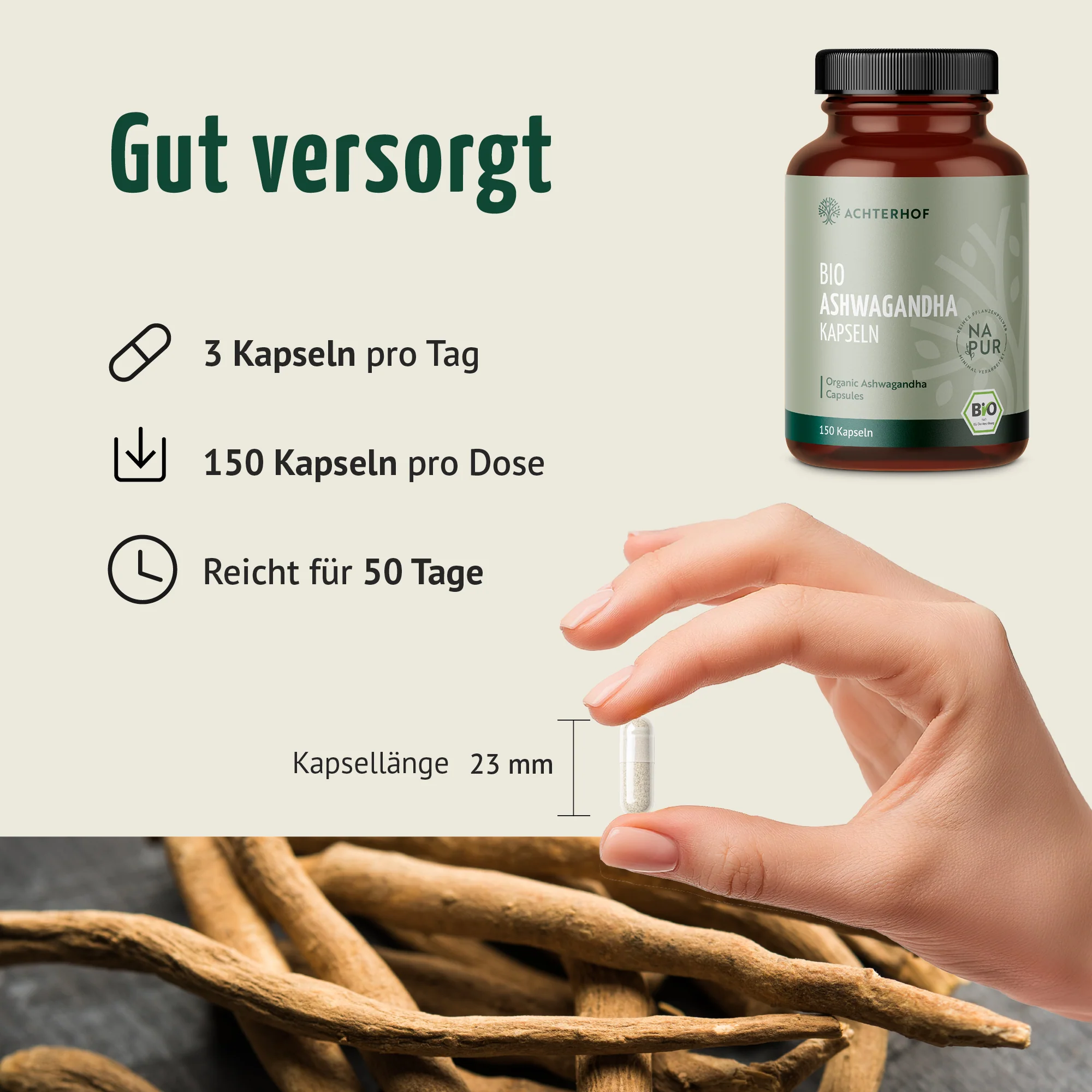 Ashwagandha Kapseln Bio (150 Kapseln) - Image 5