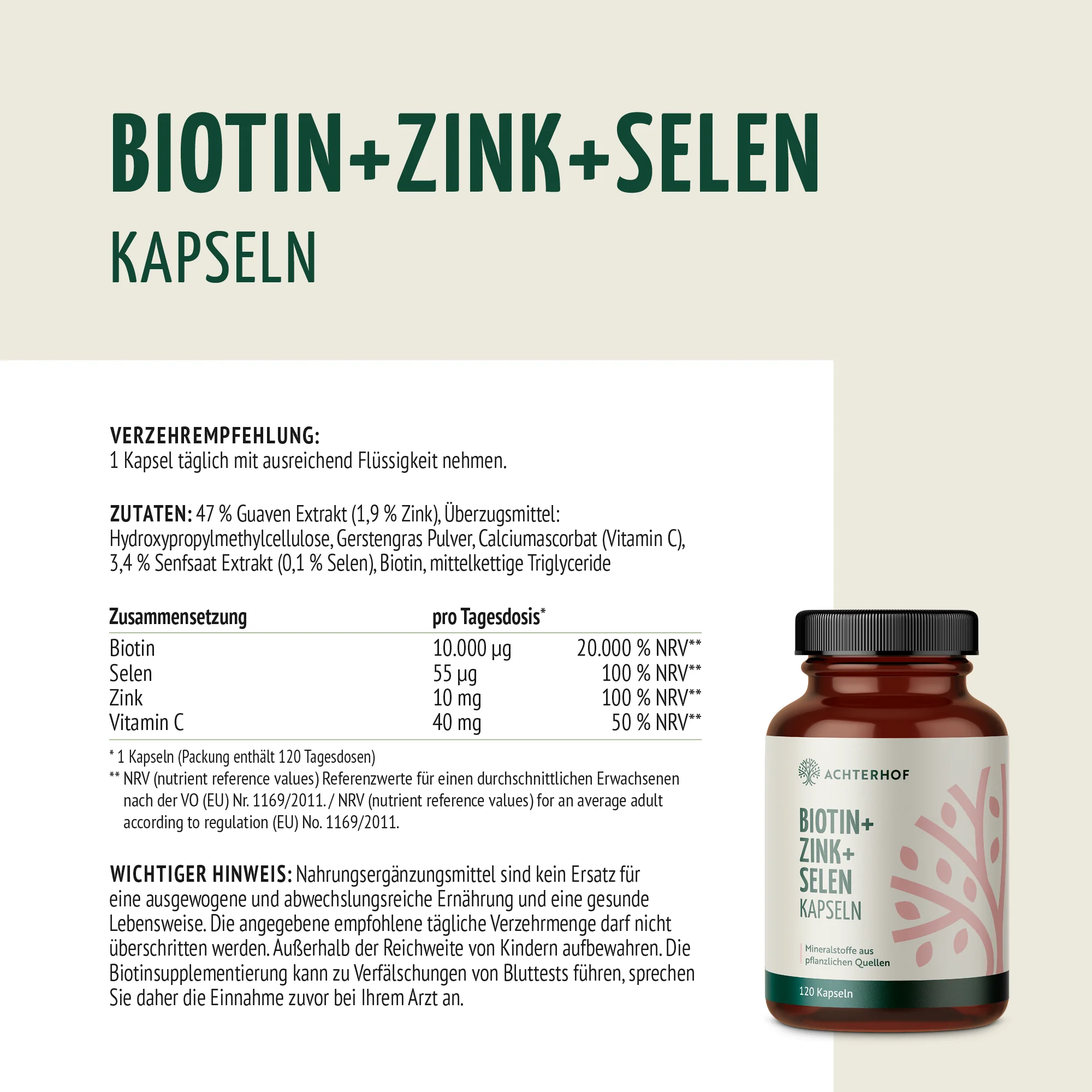 Biotin + Zink + Selen Kapseln (120 Kapseln) - Image 10
