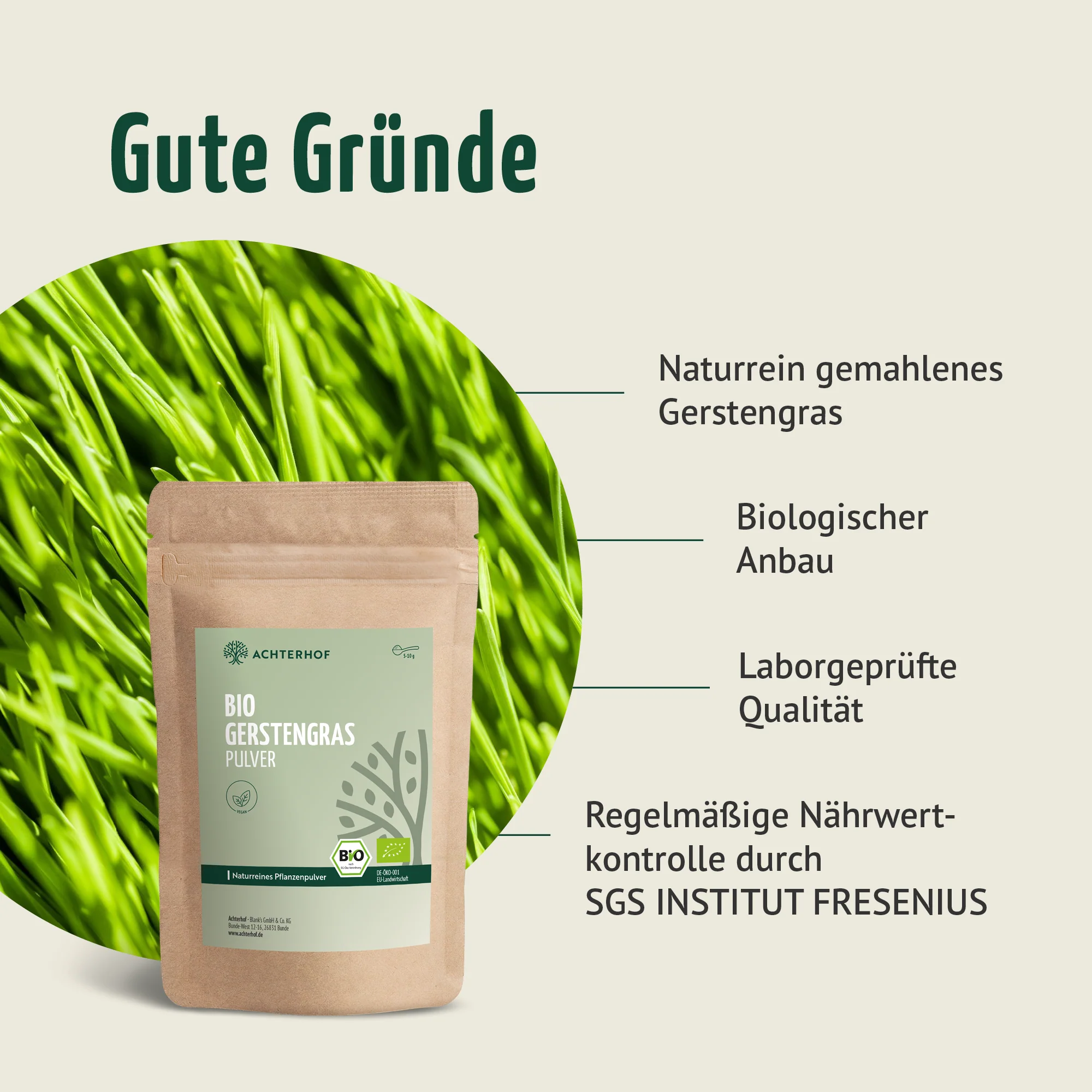Gerstengras Pulver Bio (1000g) - Image 6