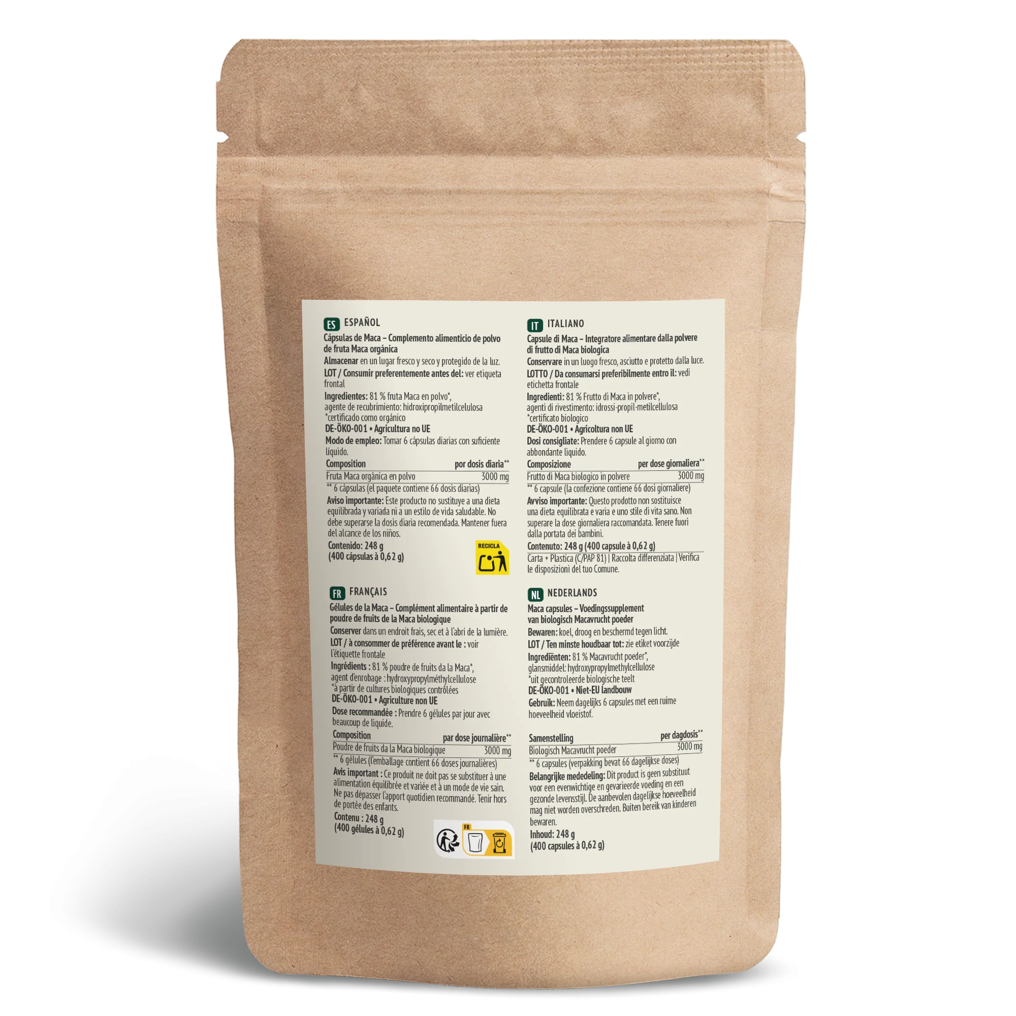 Maca Kapseln Bio Nachfüllpack (400 Kapseln) - Image 3