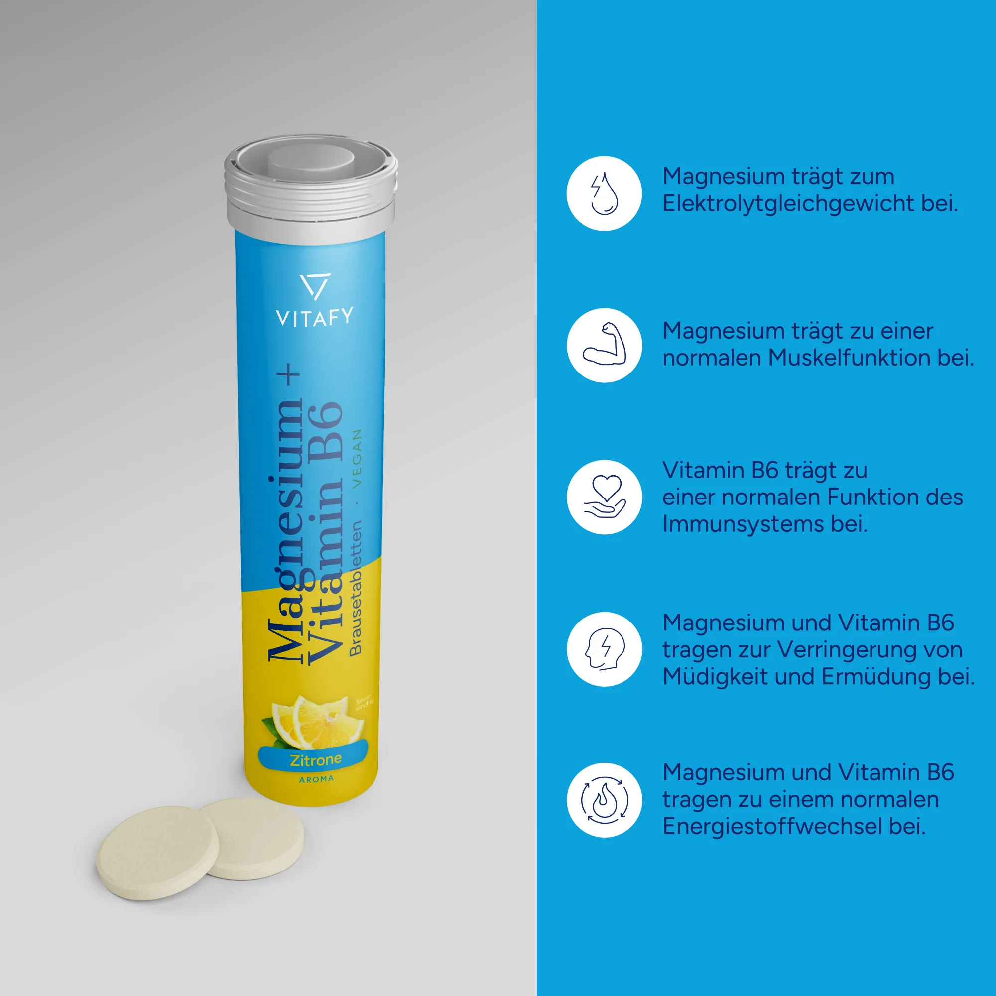 Magnesium + Vitamin B6 - Zitrone (20 Brausetabletten) - 6er Pack - Image 4