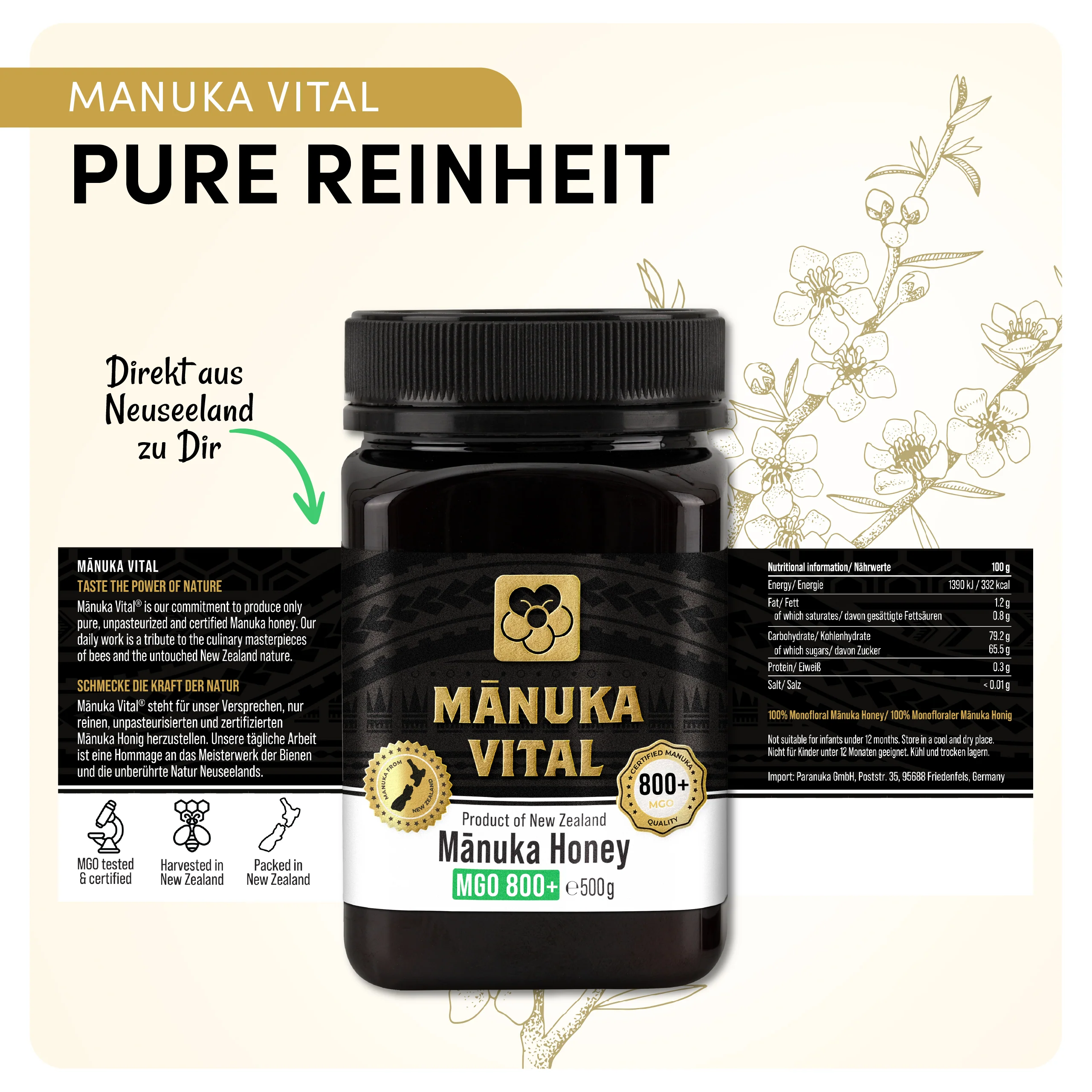 Manuka Vital Honig MGO 800+ (250g) - Image 5