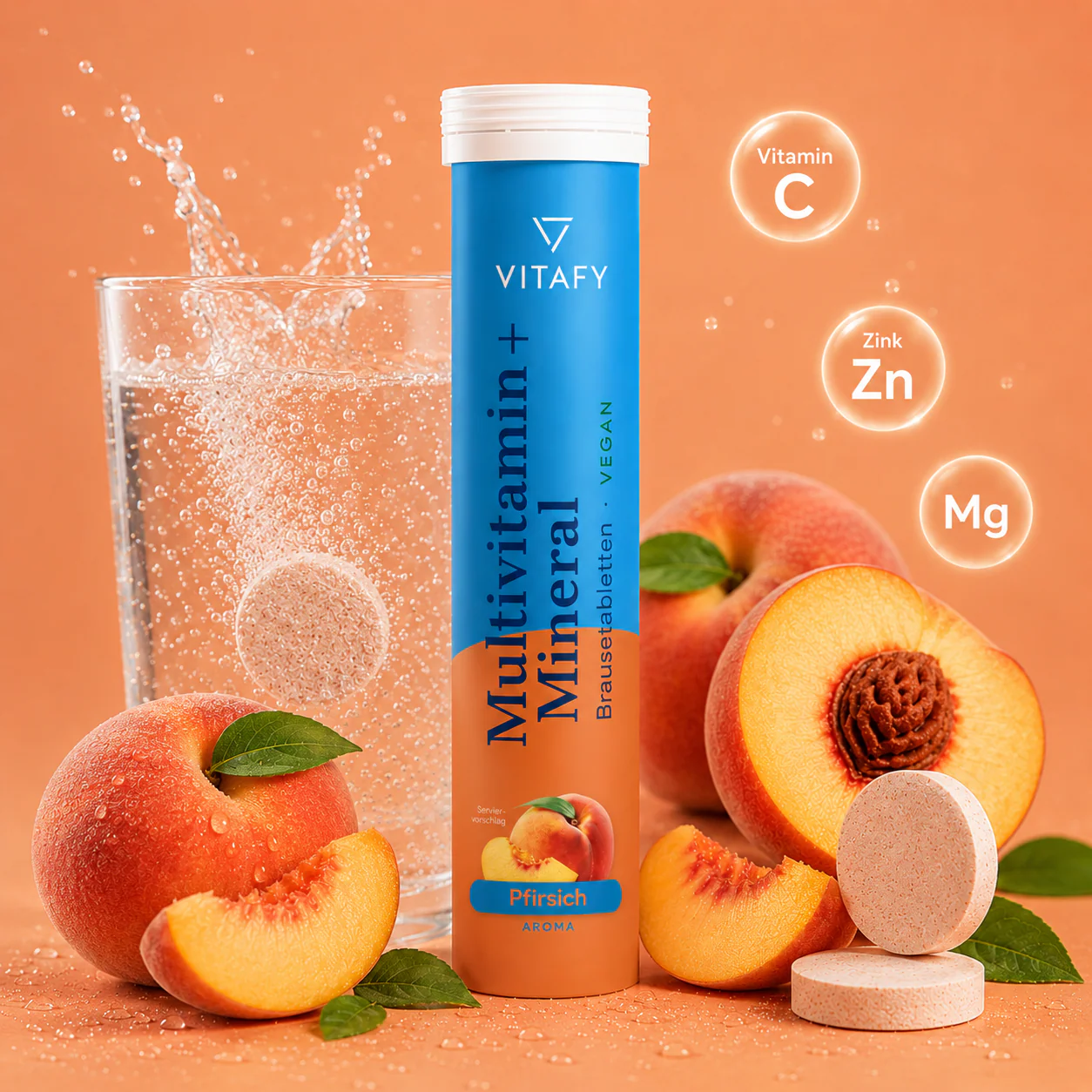 Multivitamin + Mineral - Pfirsich (20 Brausetabletten) - 6er Pack - Image 2