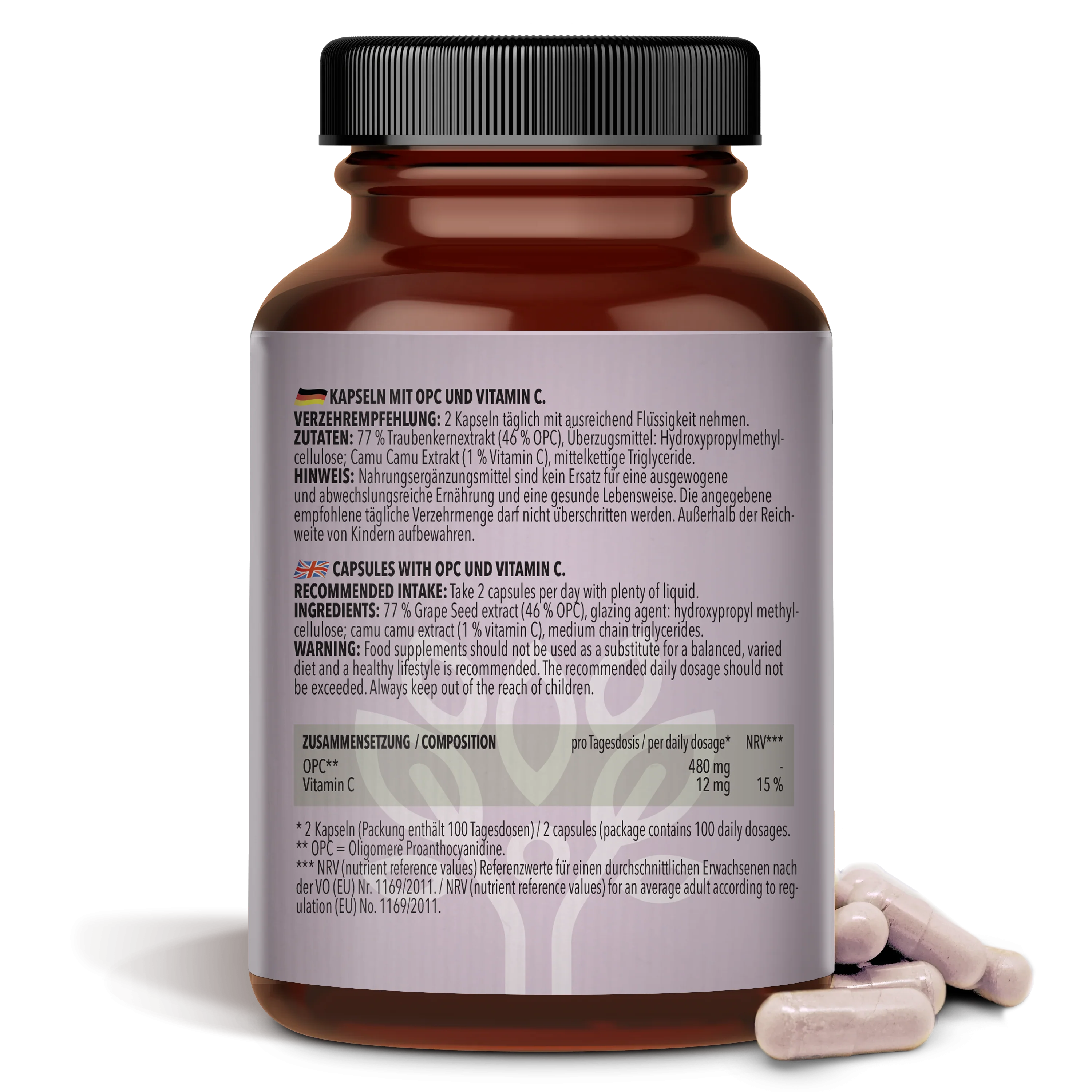 OPC Traubenkernextrakt + Vitamin C (200 Kapseln) - Image 2