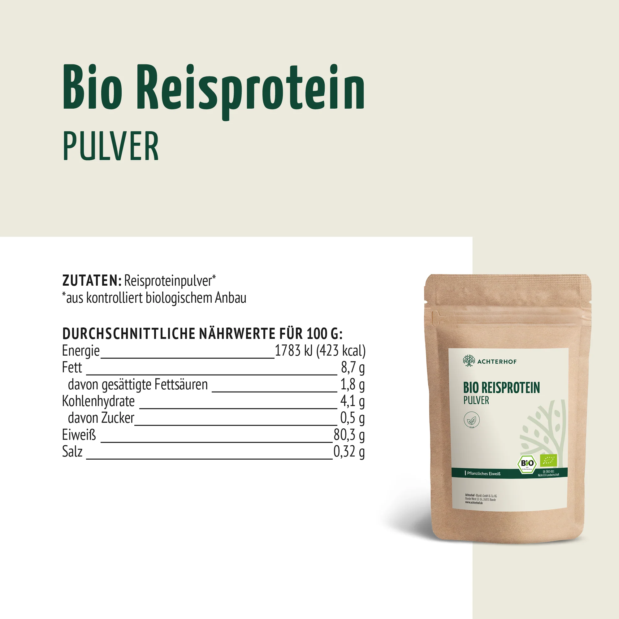 Bio Reisprotein Pulver (500g) - Image 8