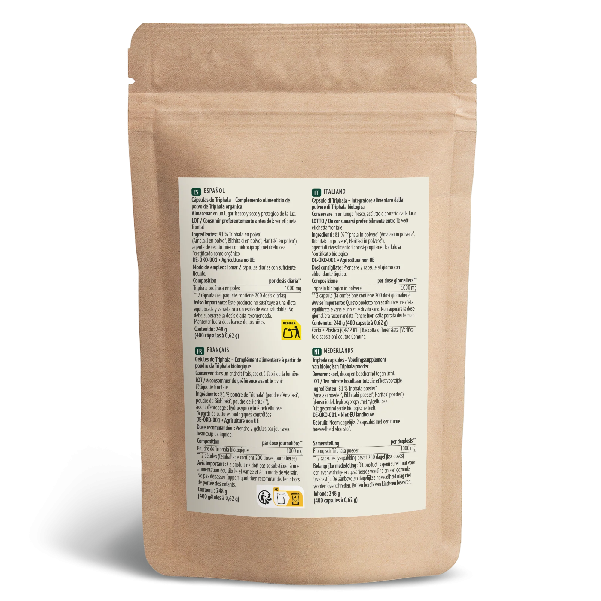 Triphala Kapseln Bio Nachfüllpack (400 Kapseln) - Image 3