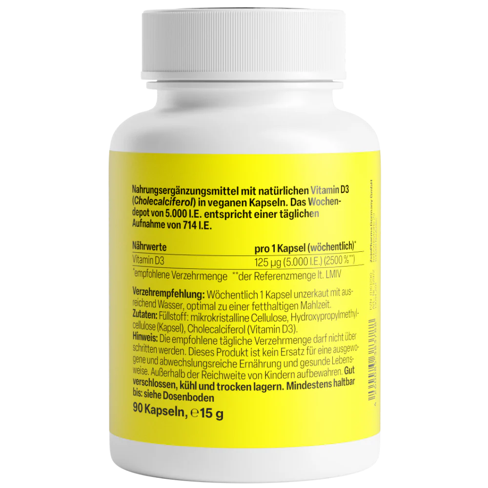 Vitamin D3 5000 I.E. Wochendepot (90 Kapseln) - Image 2